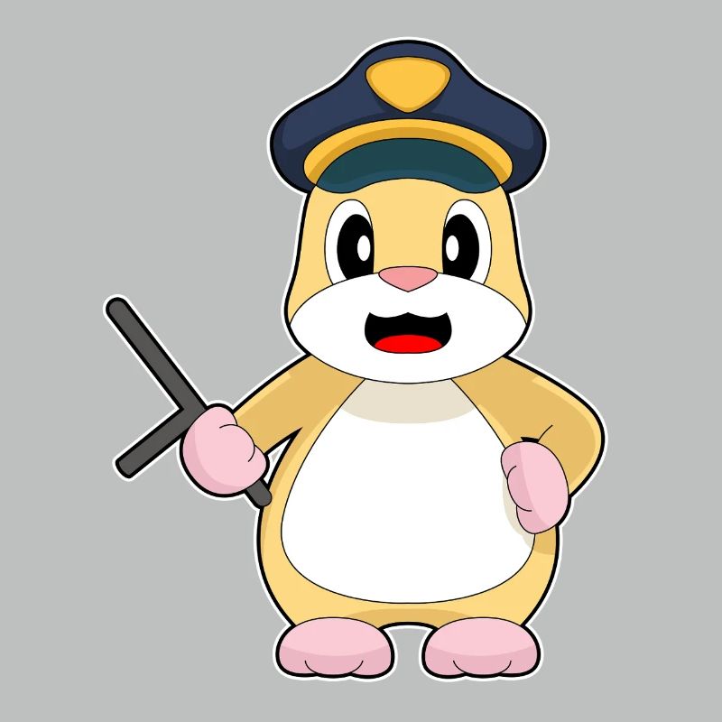 Hamster Policeman Baton Police
