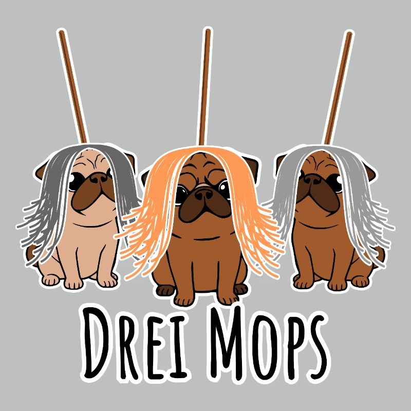 Zwei Mops - Hunde oder Putzgeräte? Hunde Humor?