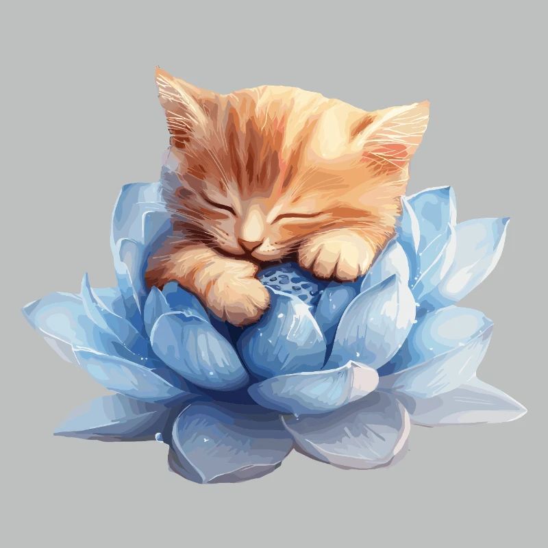 Kitten resting on blue succulents