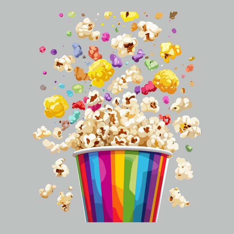 Explosion de pop-corn coloré de tasse arc-en-ciel
