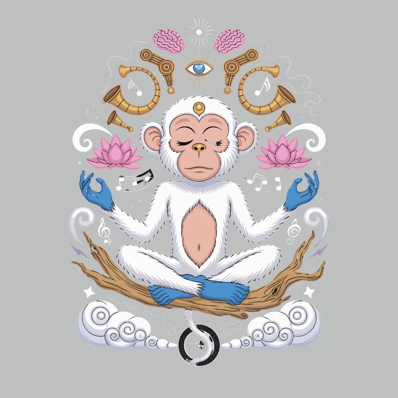 Meditating monkey with lotus bed and