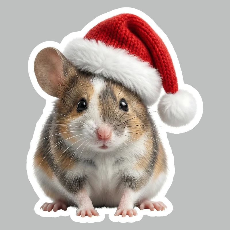 Cute mouse with big Christmas hat