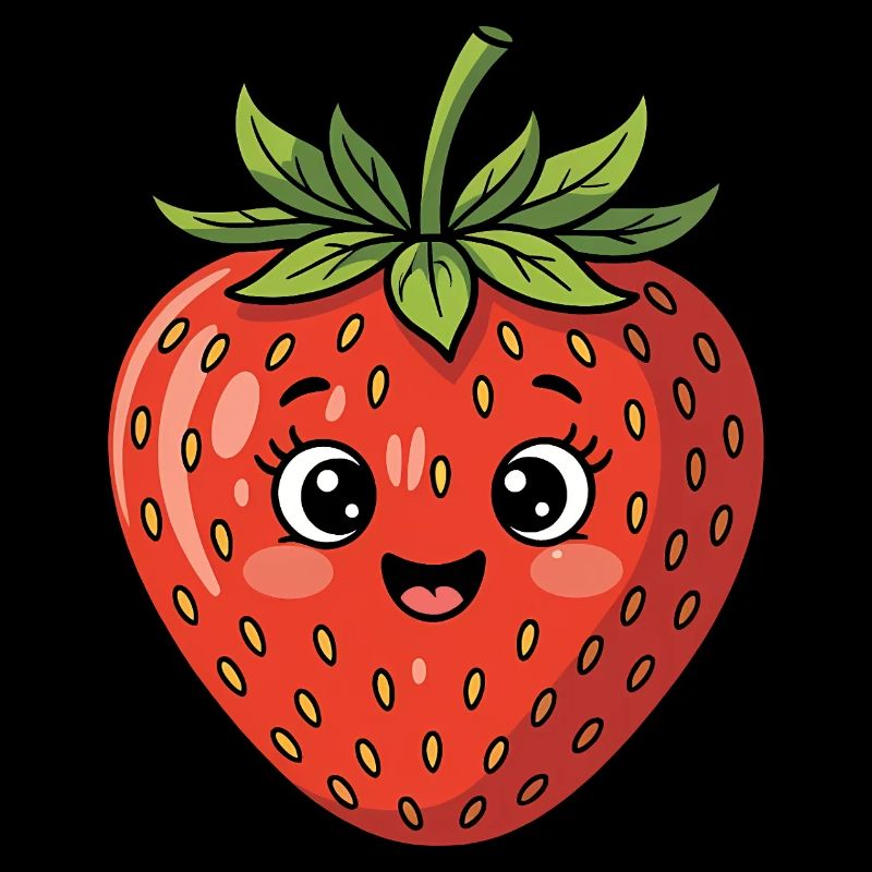 Fraise avec visage Fruit Drôle Mignon Mignon