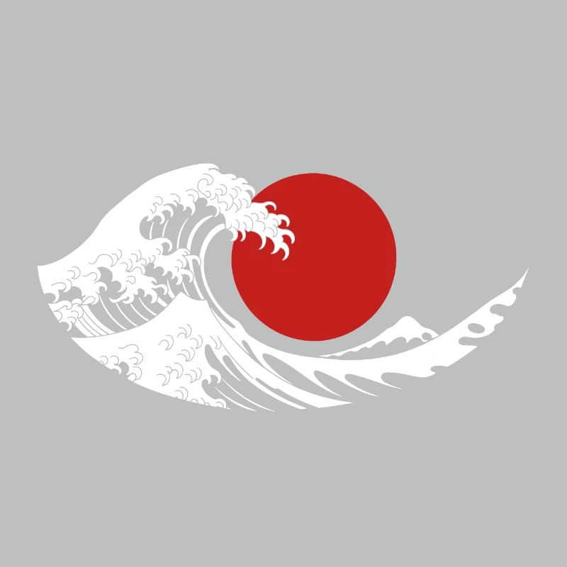 Great Wave Red Sun Japanese Aesthetic