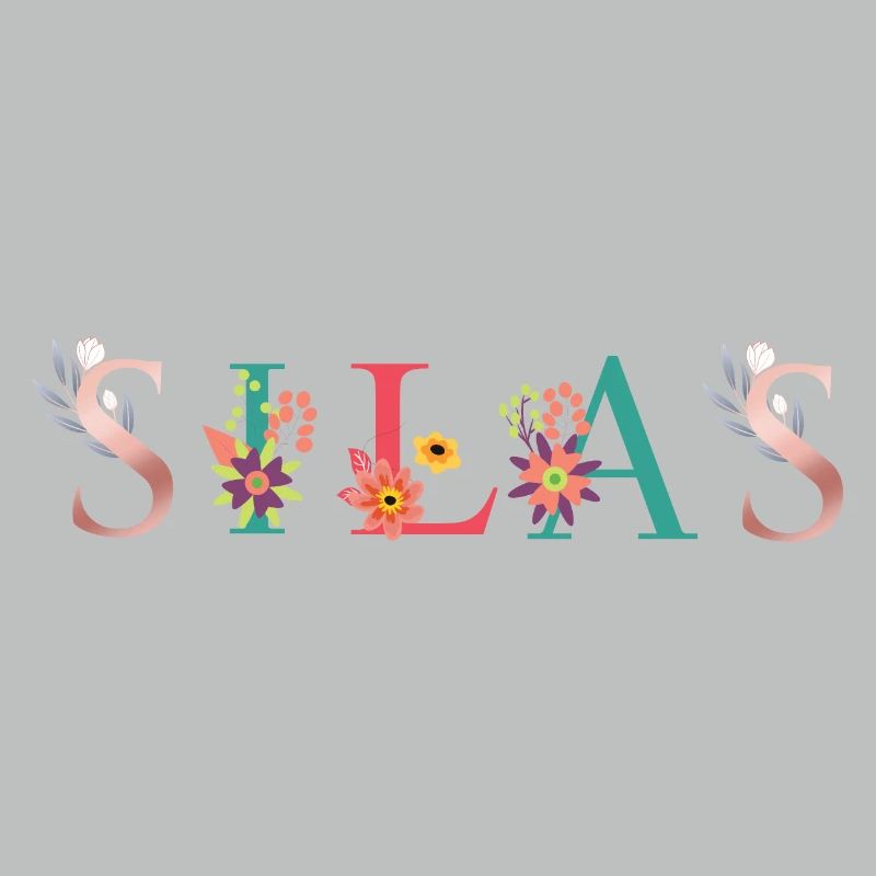 SILAS Name Art avec fleurs brodées