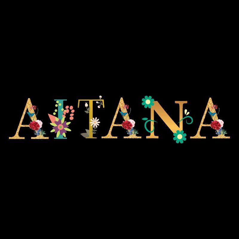 Le nom AITANA est décoré de fleurs