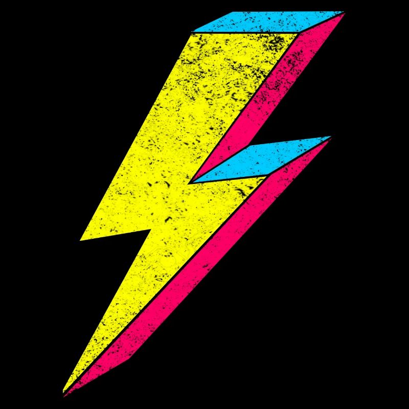 Neon Flash Lightning Design 70s 80s