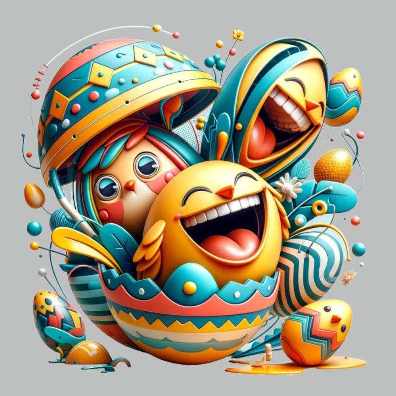 Easter graphic design in Mixed Dimensions style