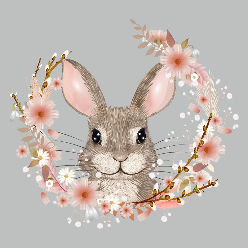Spring wreath with rabbit as Easter bunny