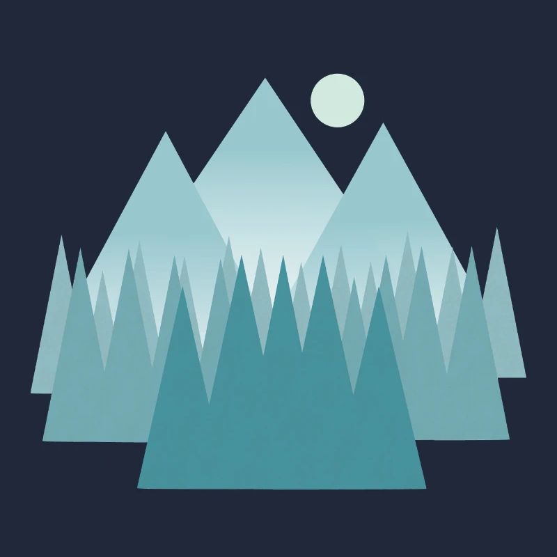 Astral mountain landscape in blue tones