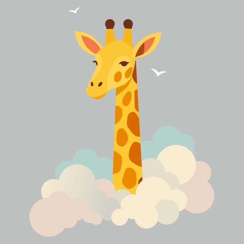 Douce girafe au-dessus des nuages – Motif onirique