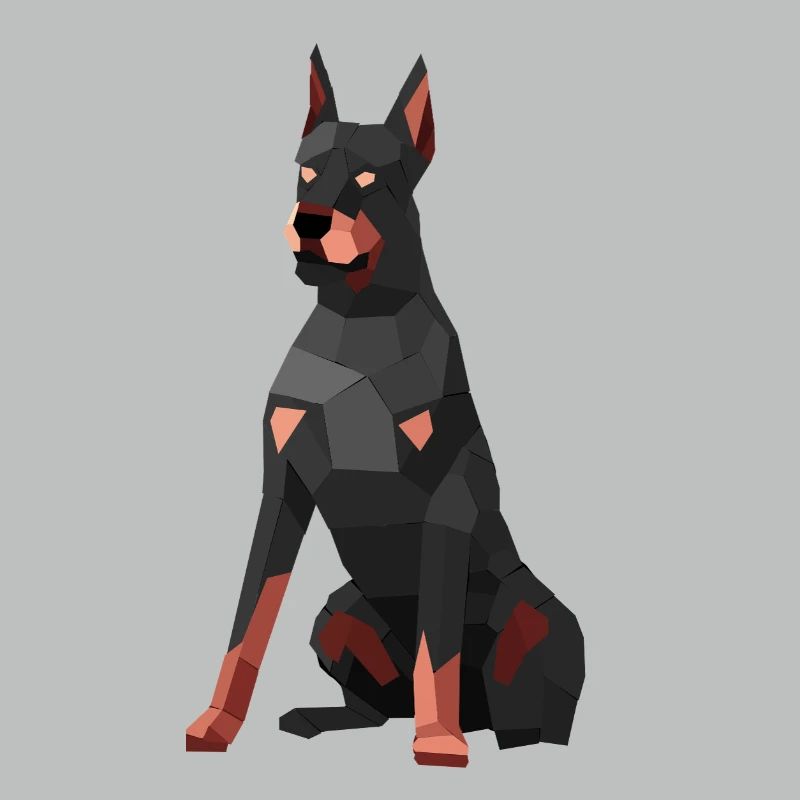 Moderner Dobermann – Low-Poly-Kunst