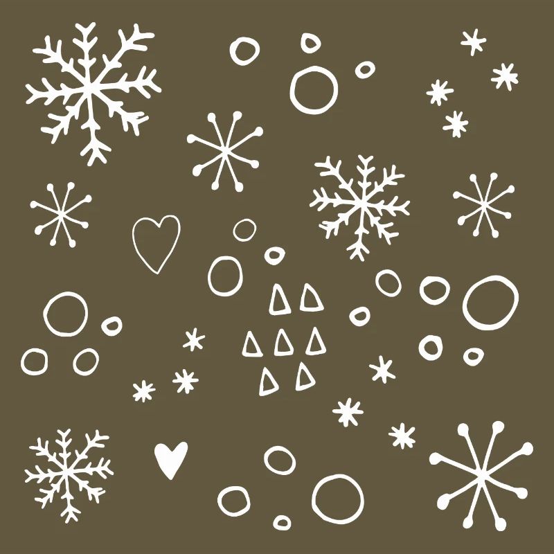 Snowflake Patterns Winter Christmas Minimalist Drawing