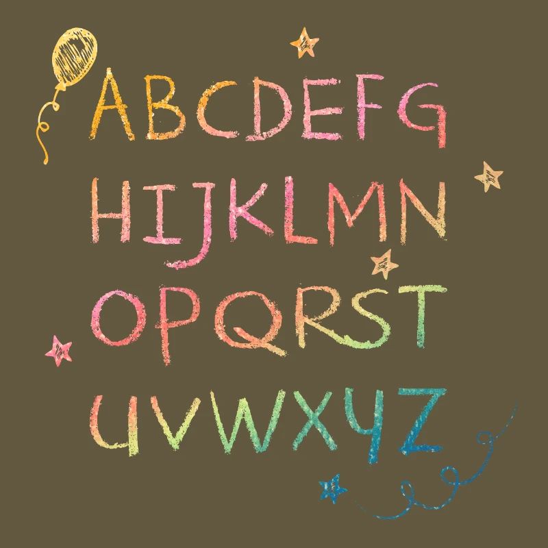Regenbogen Kreide-Alphabet mit Sternchen