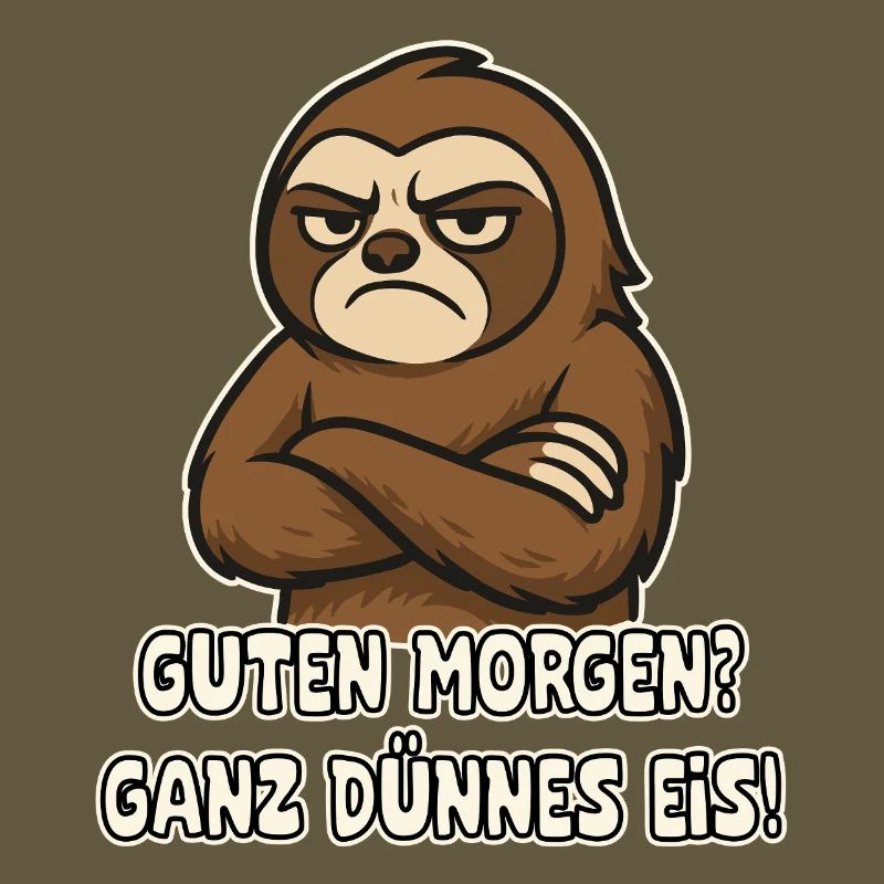 Grumpy sloth with saying