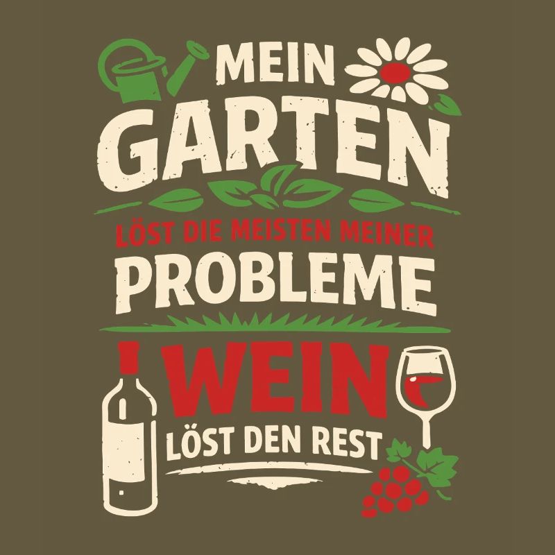 My Garden Solves My Problems - Wine Saying