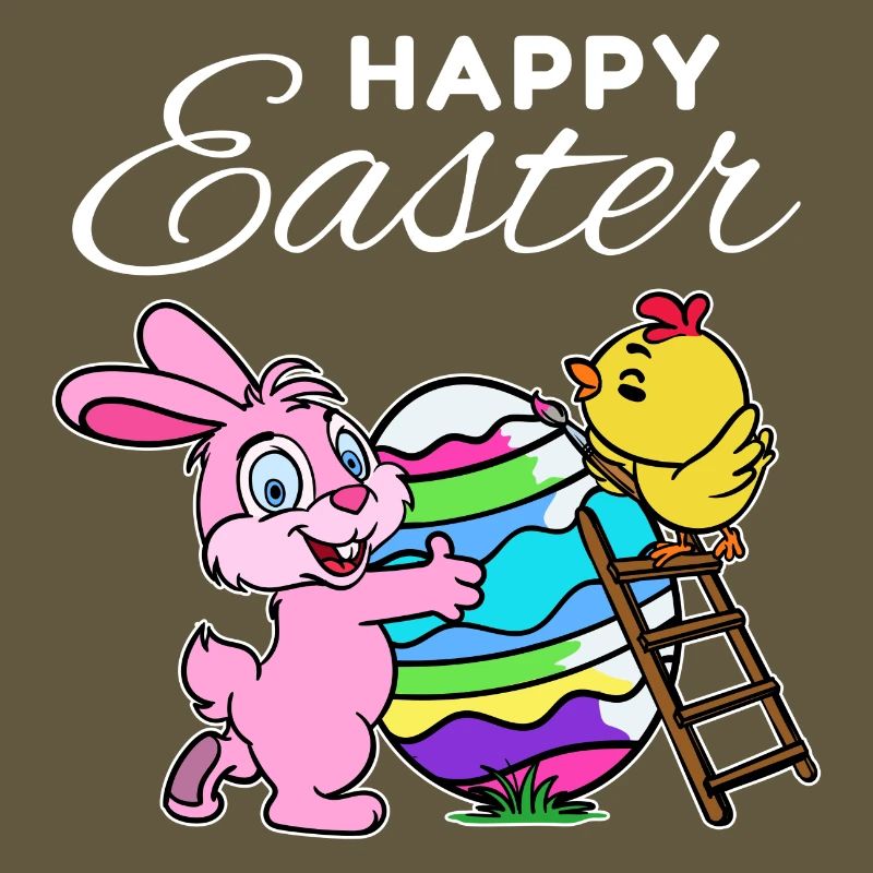 Happy easter bunny easter bunny chick hen egg