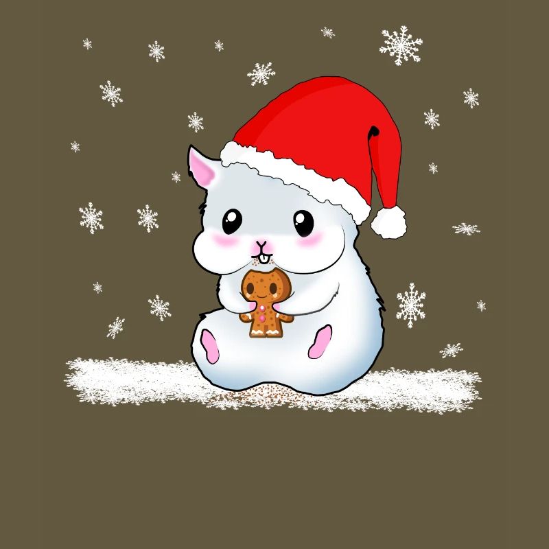 A Sweet Hamster Eats A Cookie While It Snows