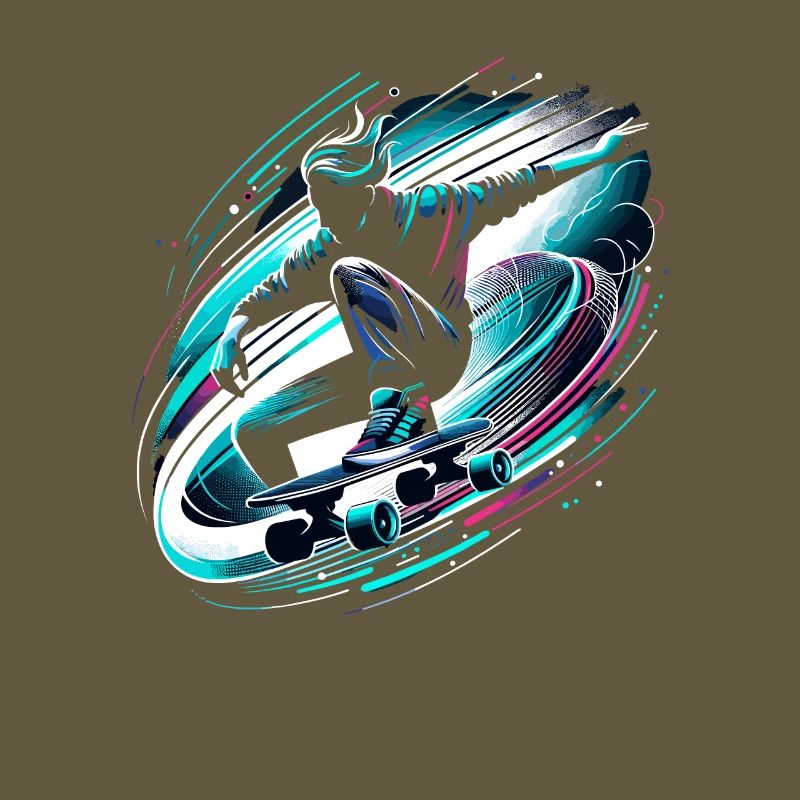 Longboarder auf Skateboard oder Longboard