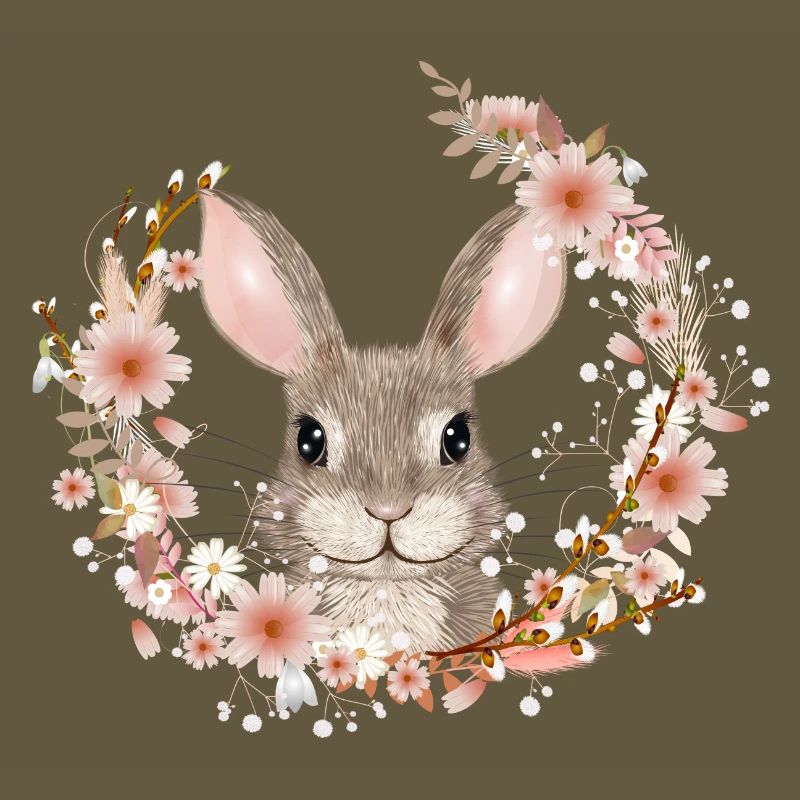 Spring wreath with rabbit as Easter bunny