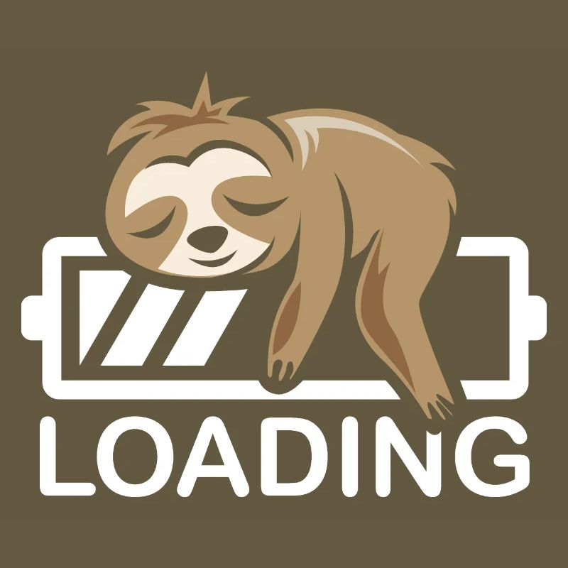 funny sloth loading battery icon comic