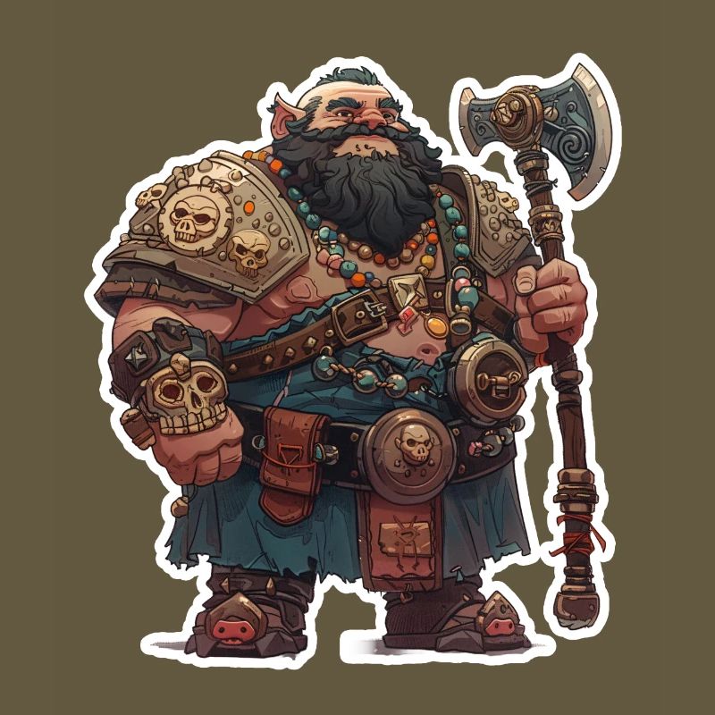 Fat dwarf warrior with a big axe