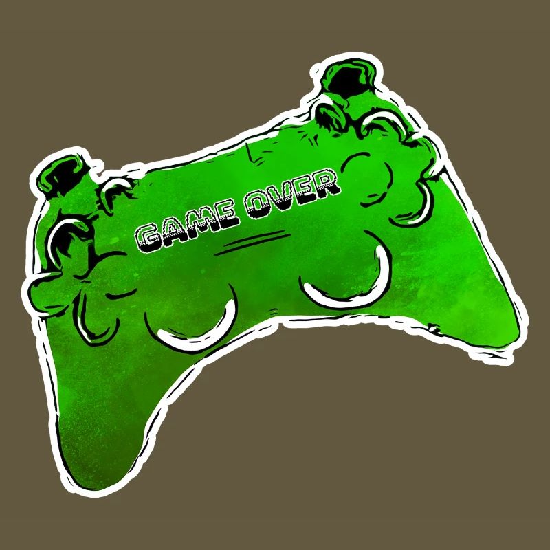 green comic controller with text GAME OVER