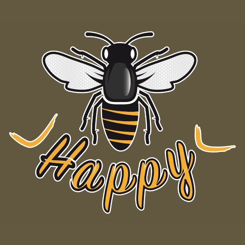 Abeille heureuse avec l’inscription « Happy »