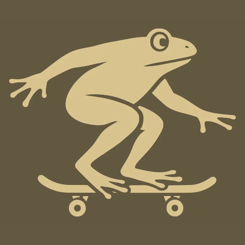 Minimalist Frog Toad Toad Skateboarder