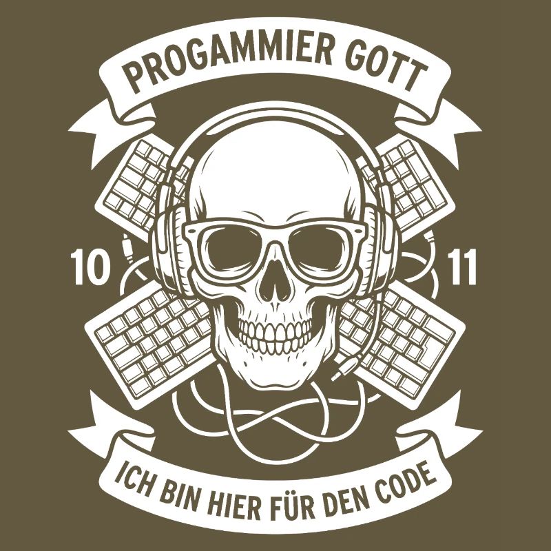 Code Schädel mit Kopfhörern