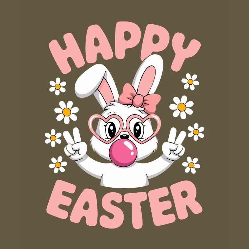 Happy Easter Cute Easter Bunny with Glasses