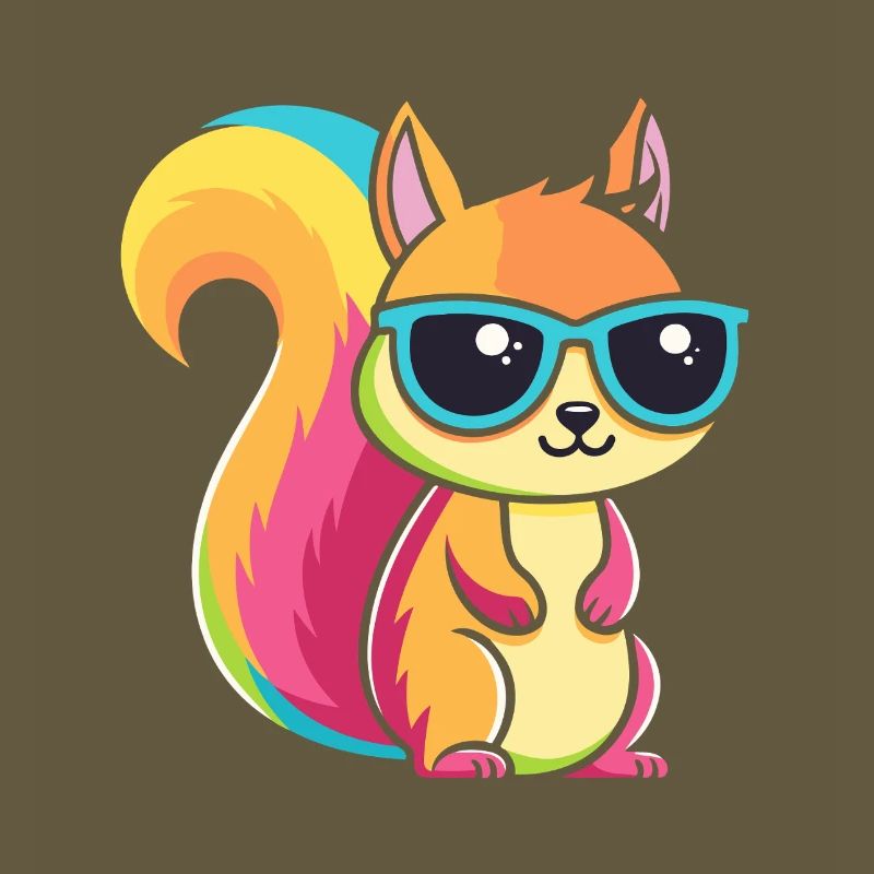 Rainbow Squirrel with Glasses
