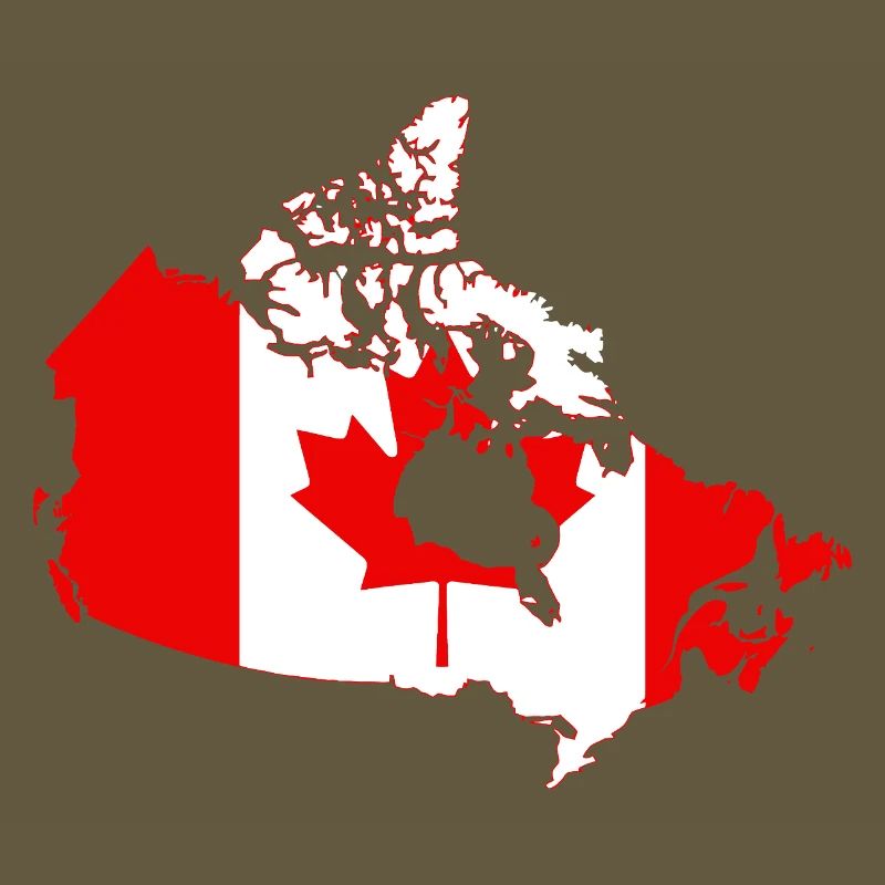 Canada Flag Map Silhouette with Maple Leaf