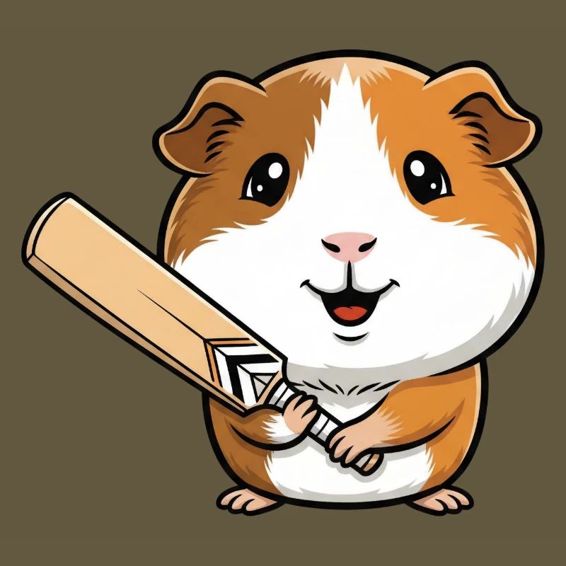 Cochon d’Inde mignon avec batte de cricket