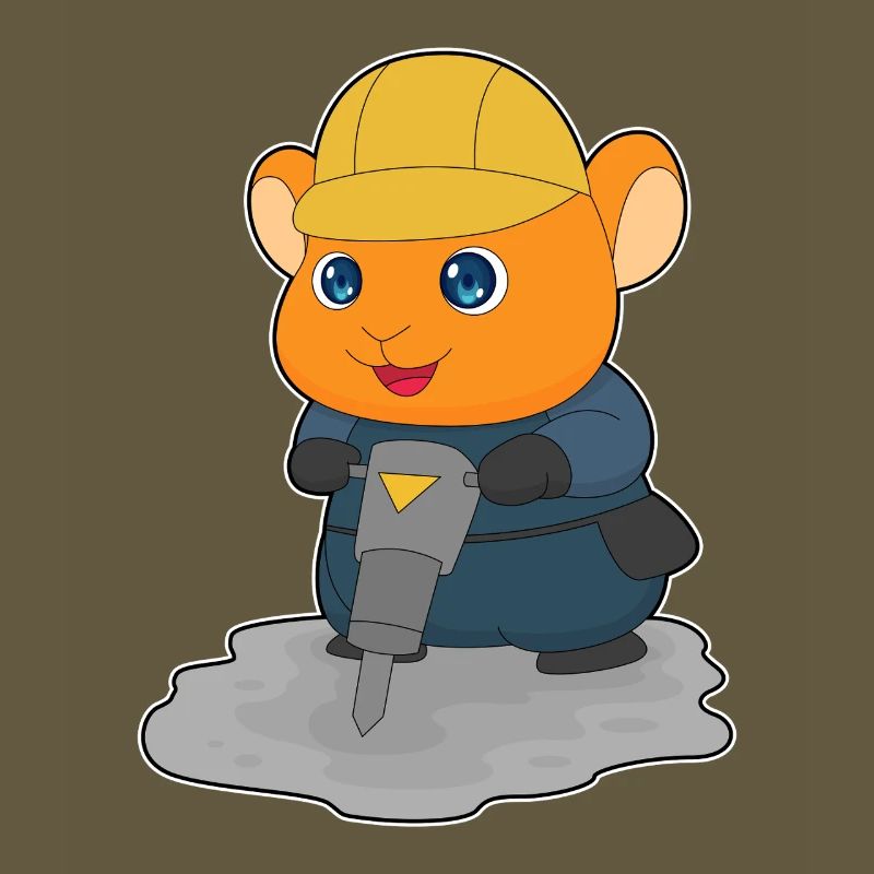 Hamster Construction Worker Jackhammer Construction Site