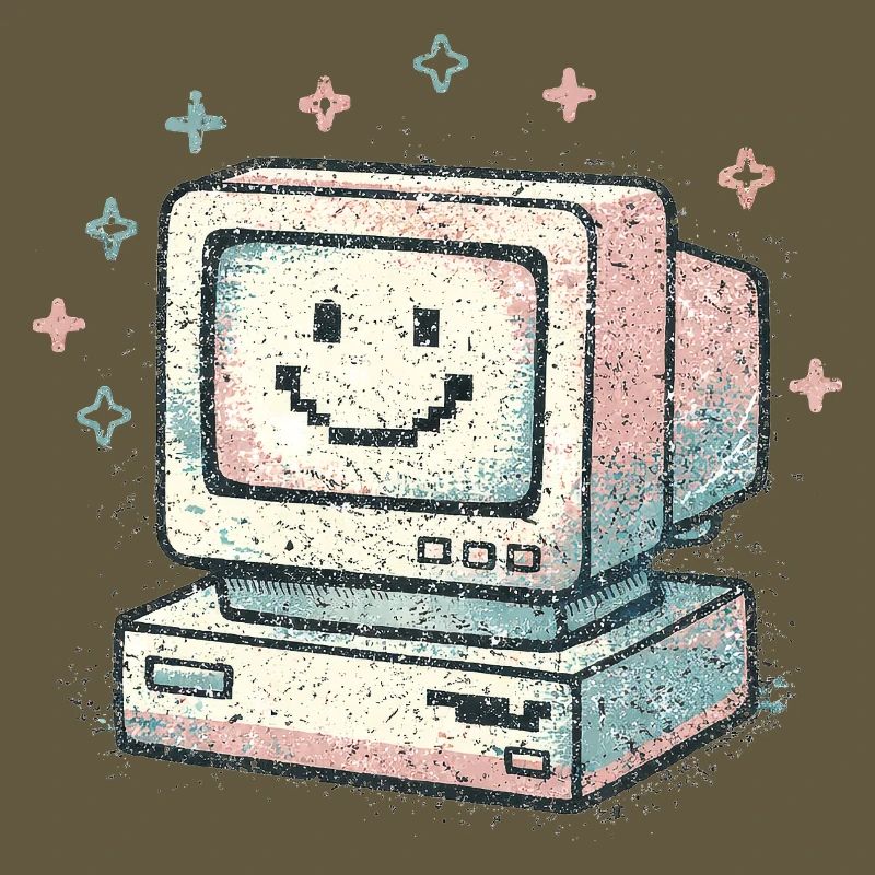 Cute Retro Computer Vintage 80s Tech Style