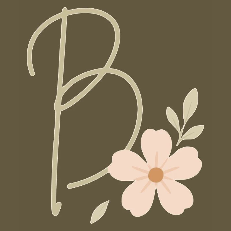 B Floral : Initiale avec fleur de corail