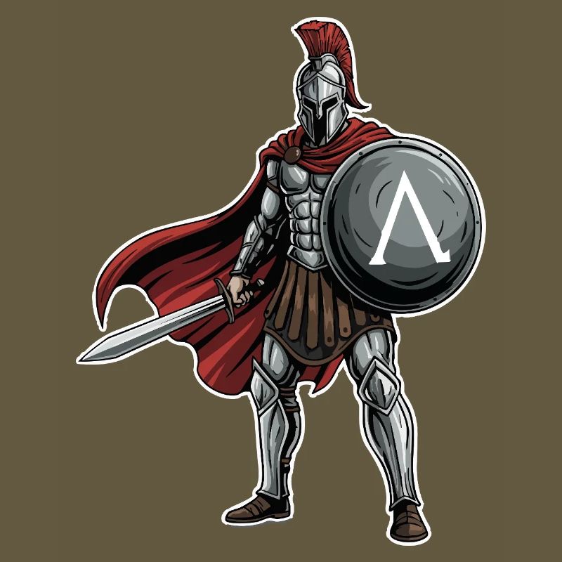 Hoplite Spartiate Lambda Bouclier Épée Mascotte