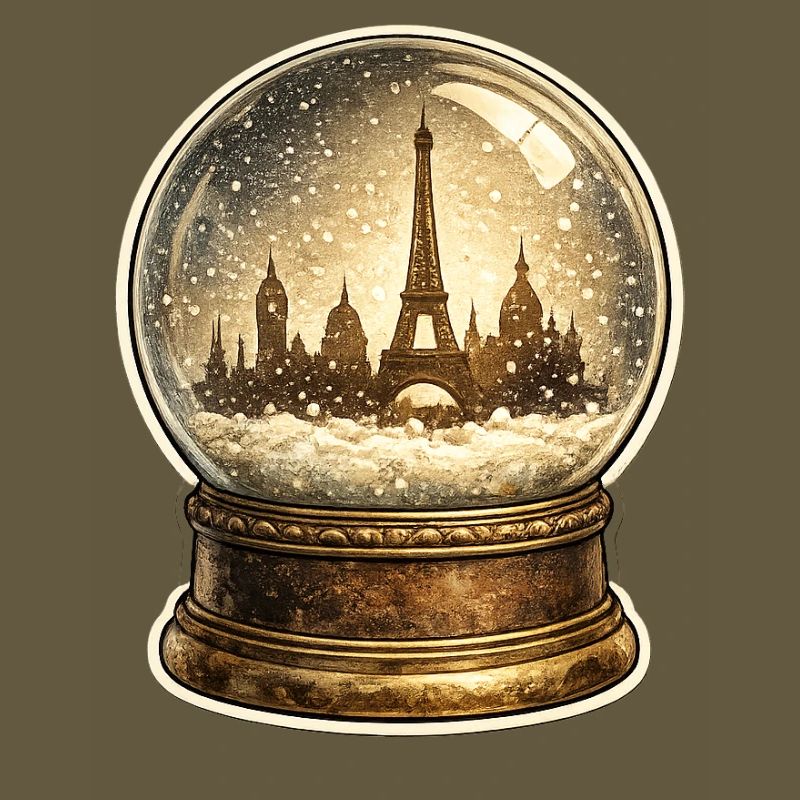 Snow globe Paris: Eiffel Tower in the snow