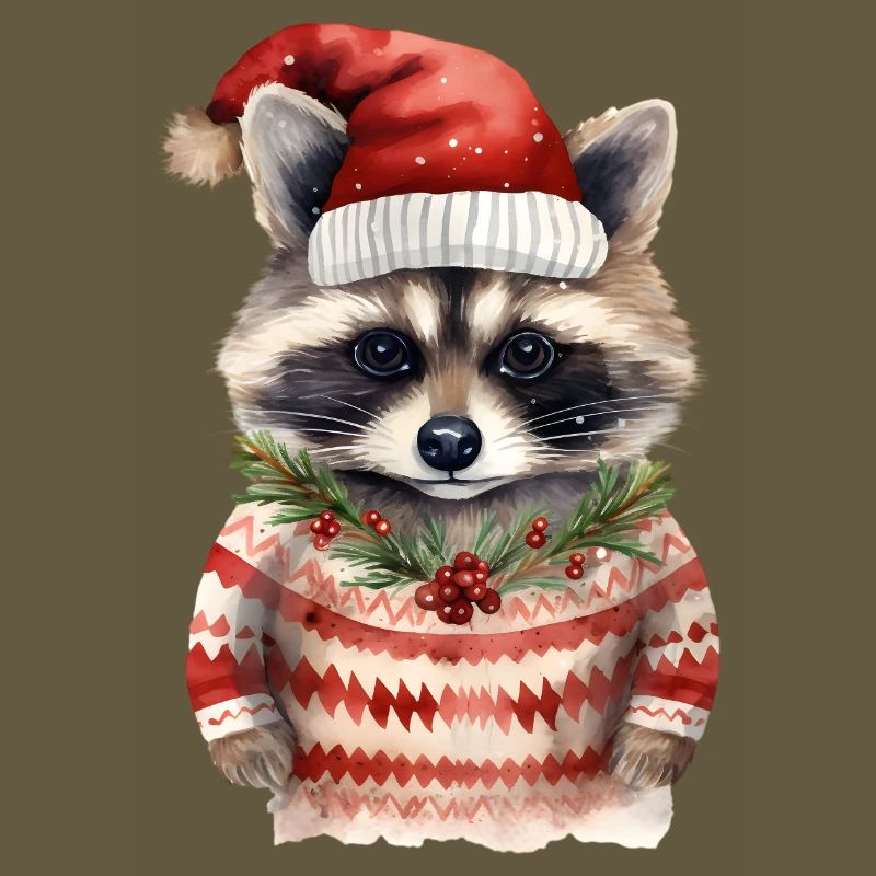Waschbär Weihnachtspullover