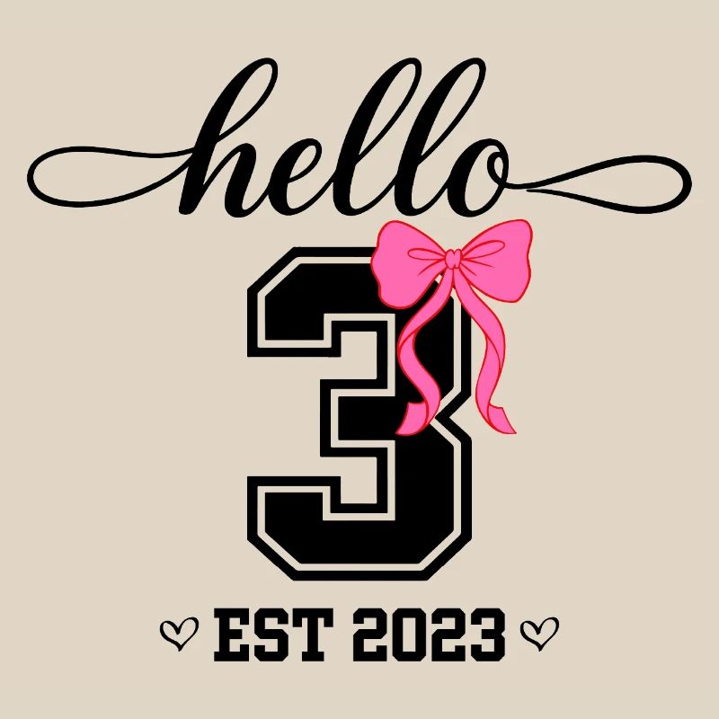 Hello 3 Est 2023 Mädchen Geburtstag Design