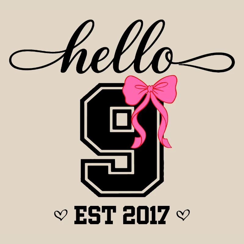 Hello 9 Est 2017 Mädchen Geburtstag Design