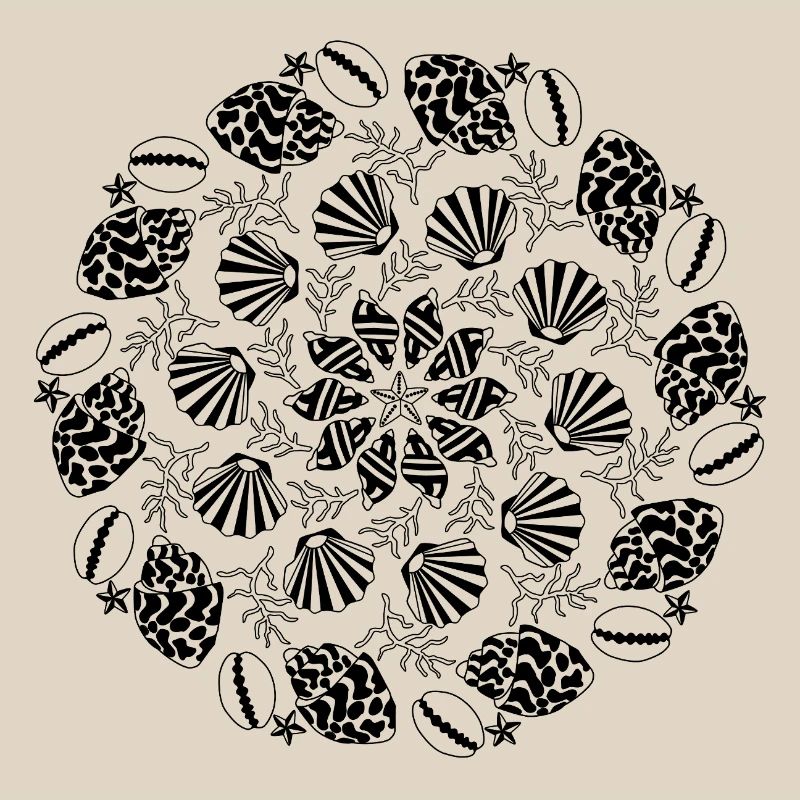 Shell Mandala black and white