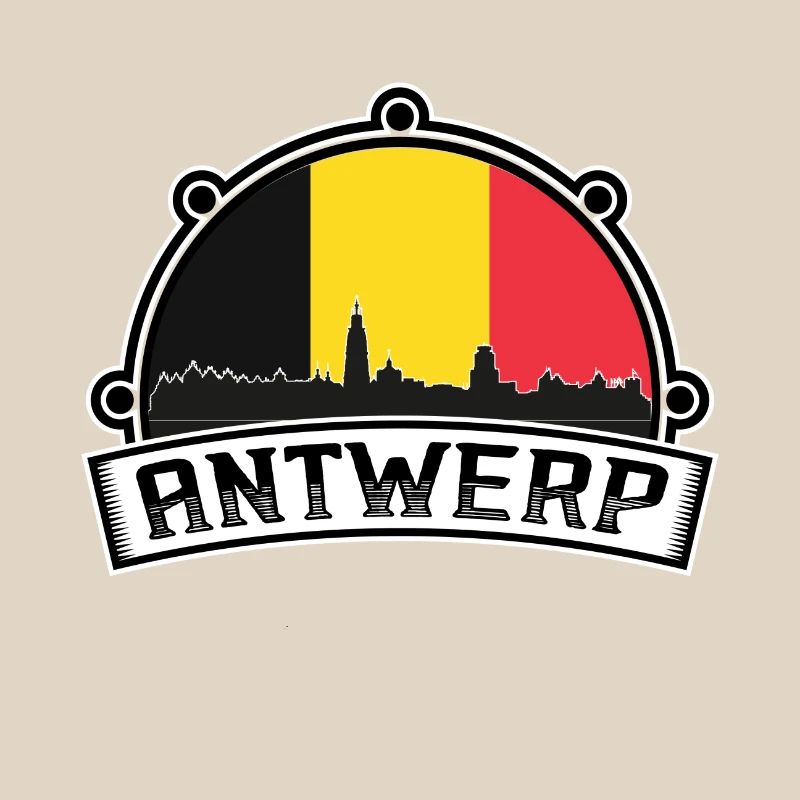Antwerp Belgium Skyline Souvenir Austrian Flag