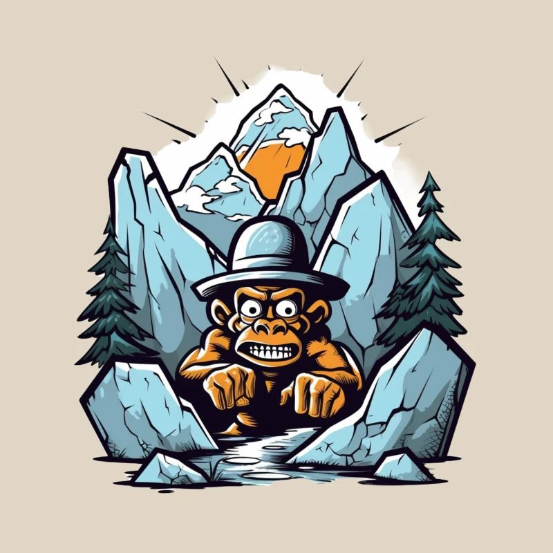 Abstract mountain gorilla with hat