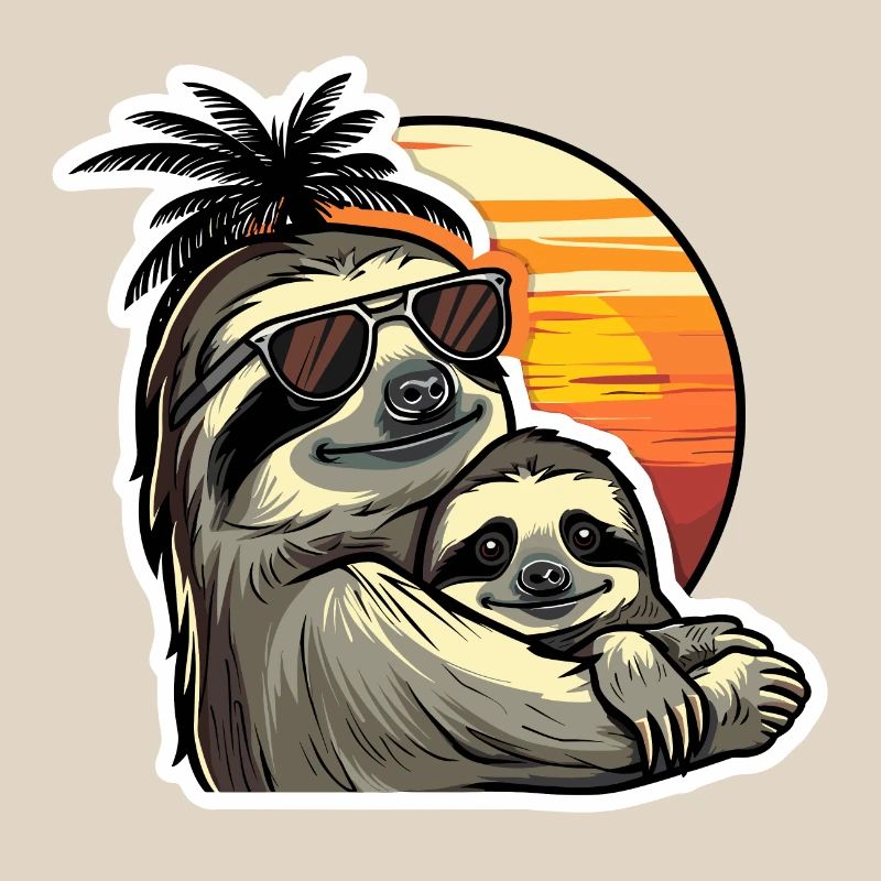 Sloth Dad Son Sloths Fathers Lazy Sleeping