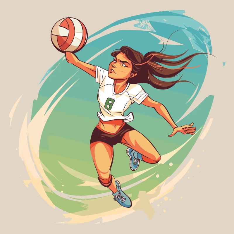 Volleyball Player Comic Style