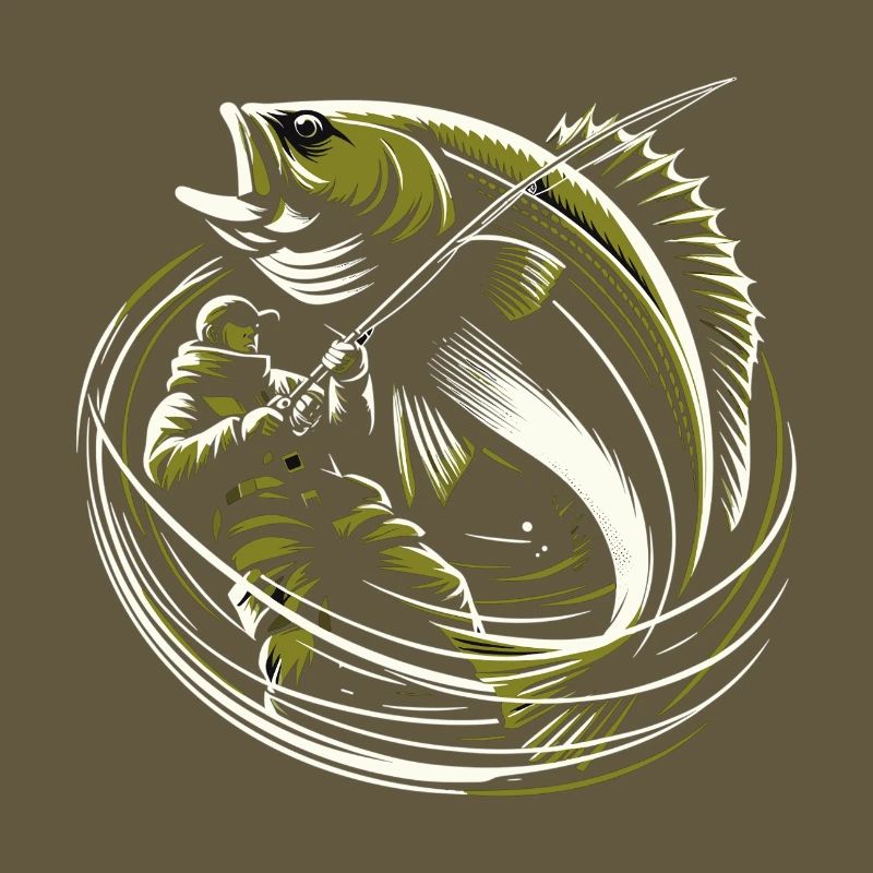 Pêche Pêcheur Morue Poisson Géant Vert Olive Cadeau