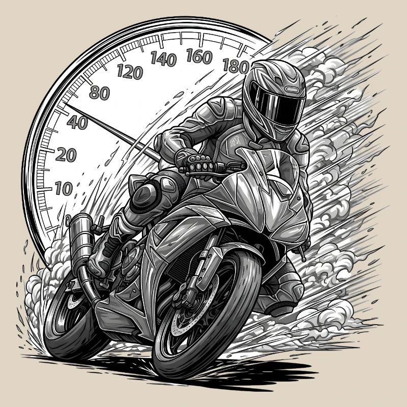 Biker, der von Geschwindigkeit angetrieben wird