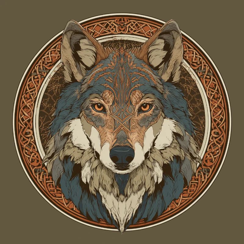 Legendary wolf with Celtic pattern